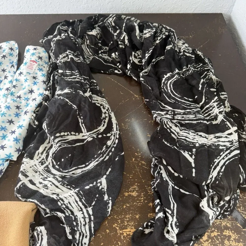 4 Scarves Vintage Scarf Lot Italy 27x90 Beau Brummell Holiday Time Chiffon 68x64